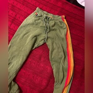 aviator nation green sweatpants